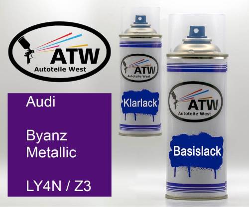 Audi, Byanz Metallic, LY4N / Z3: 400ml Sprühdose + 400ml Klarlack - Set, von ATW Autoteile West.